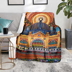 Australian Flinders Street Railway Station Blanket Aboriginal Dot Painting