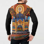 Australian Flinders Street Railway Station Button Sweatshirt Aboriginal Dot Painting