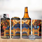 Australian Flinders Street Railway Station 4 in 1 Can Cooler Tumbler Aboriginal Dot Painting