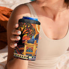 Australian Flinders Street Railway Station 4 in 1 Can Cooler Tumbler Aboriginal Dot Painting