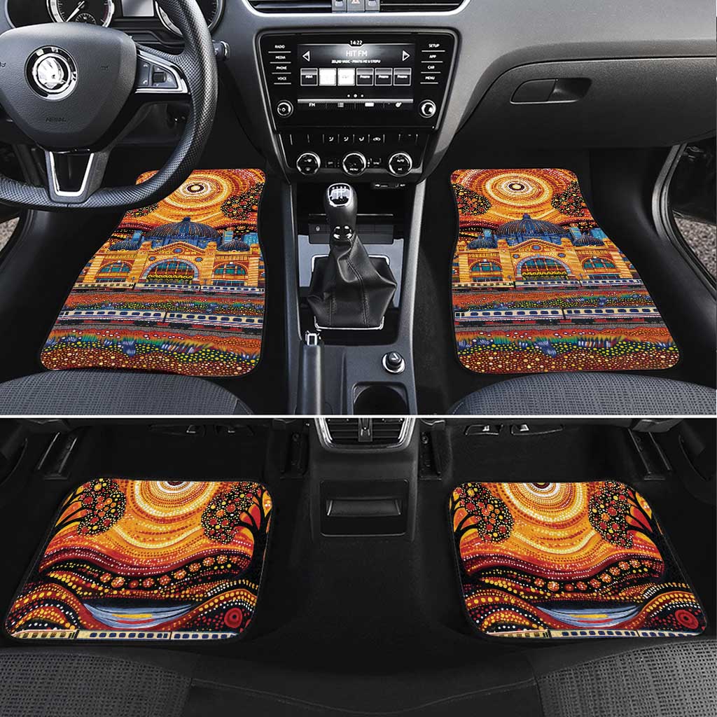 Australian Flinders Street Railway Station Car Mats Aboriginal Dot Painting