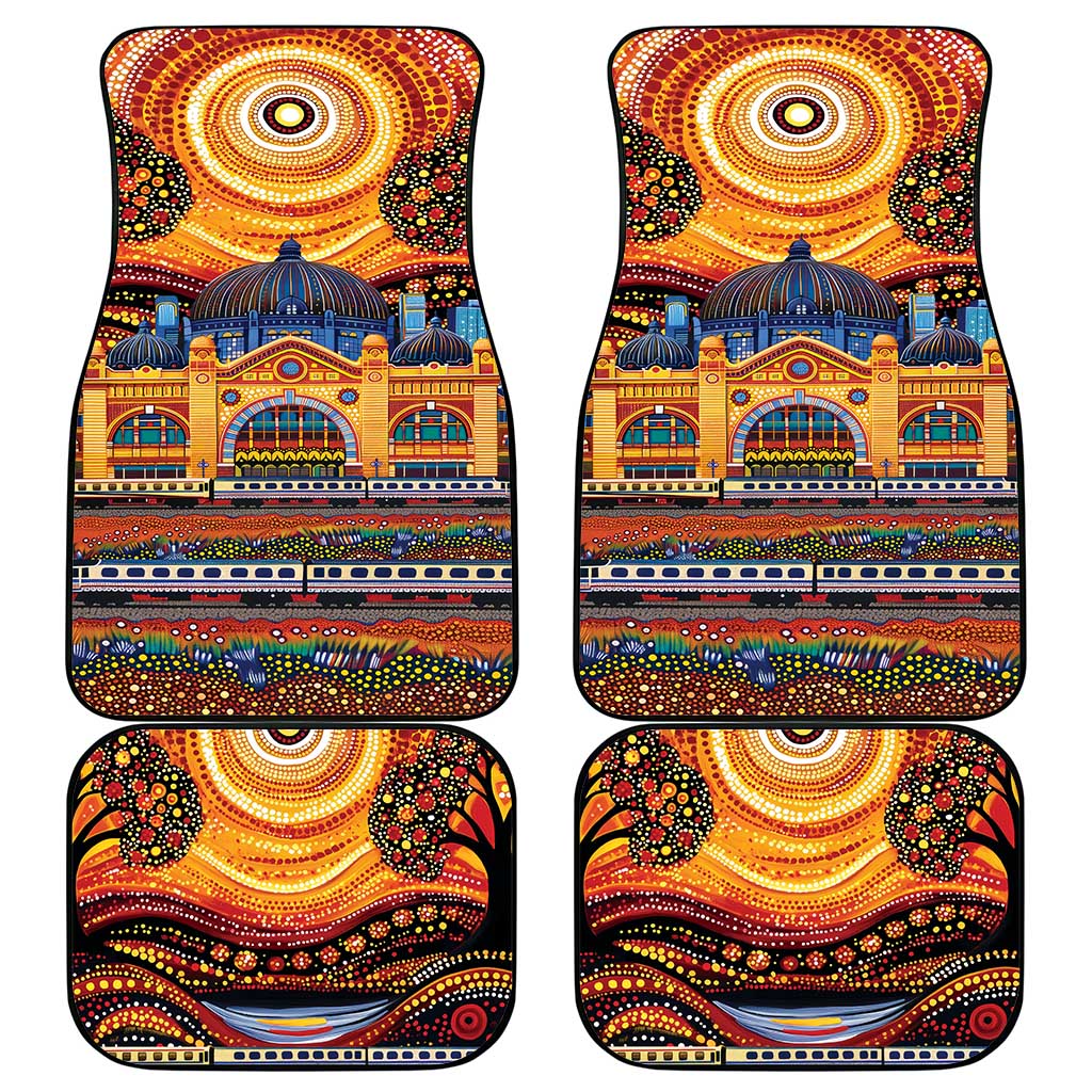 Australian Flinders Street Railway Station Car Mats Aboriginal Dot Painting