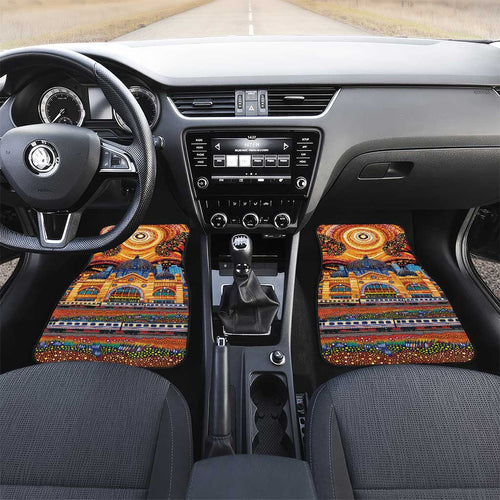 Australian Flinders Street Railway Station Car Mats Aboriginal Dot Painting