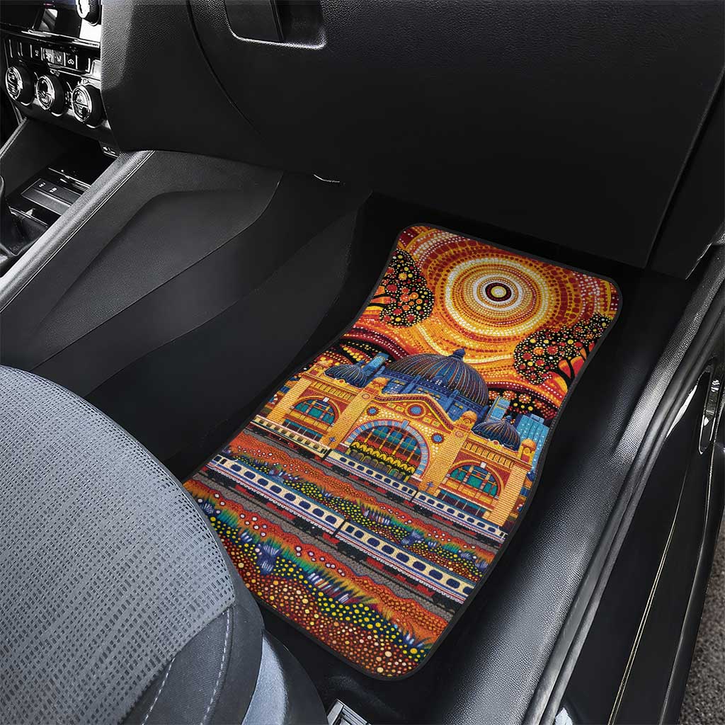 Australian Flinders Street Railway Station Car Mats Aboriginal Dot Painting