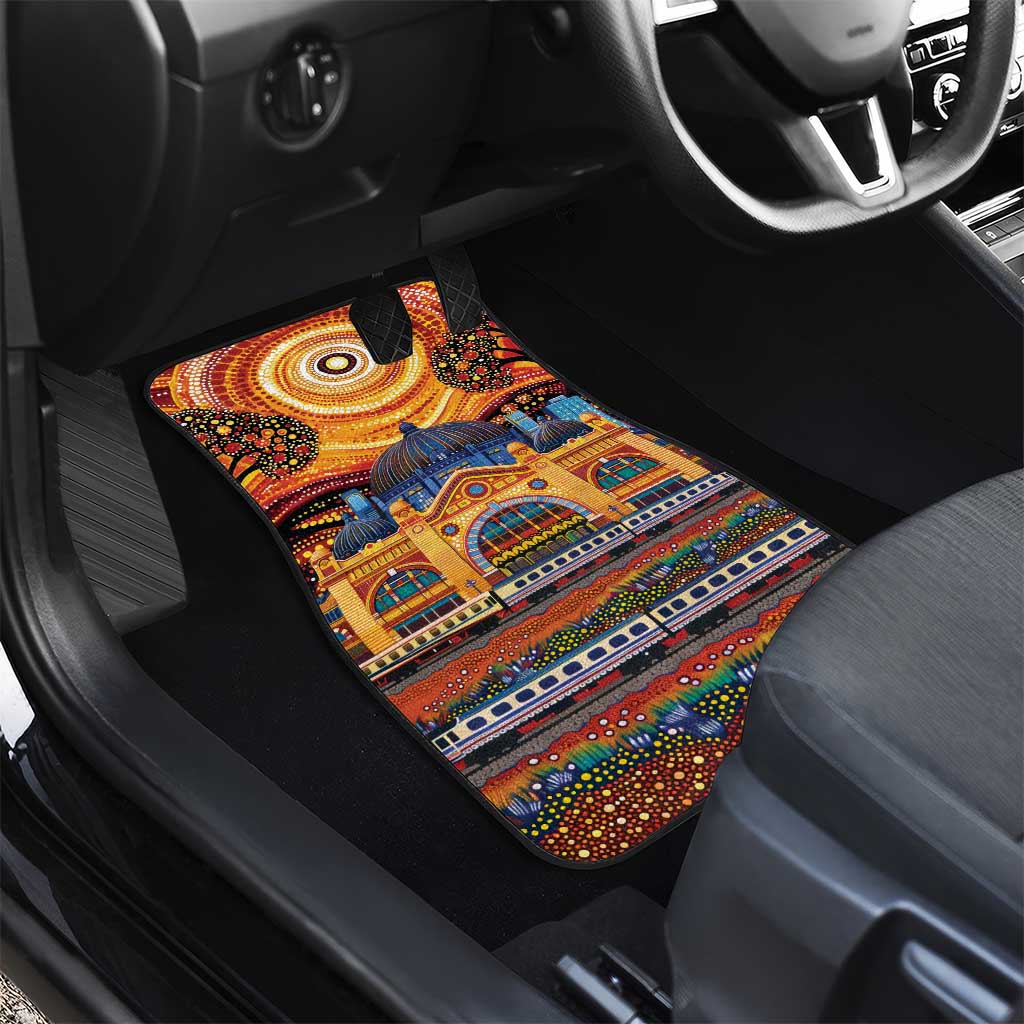 Australian Flinders Street Railway Station Car Mats Aboriginal Dot Painting