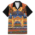 Australian Flinders Street Railway Station Family Matching Mermaid Dress and Hawaiian Shirt Aboriginal Dot Painting