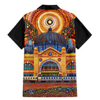Australian Flinders Street Railway Station Family Matching Mermaid Dress and Hawaiian Shirt Aboriginal Dot Painting