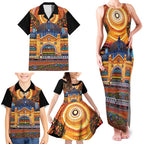 Australian Flinders Street Railway Station Family Matching Tank Maxi Dress and Hawaiian Shirt Aboriginal Dot Painting