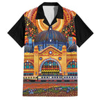 Australian Flinders Street Railway Station Family Matching Tank Maxi Dress and Hawaiian Shirt Aboriginal Dot Painting