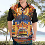 Australian Flinders Street Railway Station Hawaiian Shirt Aboriginal Dot Painting