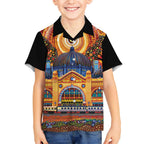 Australian Flinders Street Railway Station Hawaiian Shirt Aboriginal Dot Painting