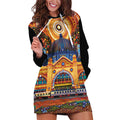 Australian Flinders Street Railway Station Hoodie Dress Aboriginal Dot Painting