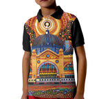 Australian Flinders Street Railway Station Kid Polo Shirt Aboriginal Dot Painting