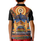 Australian Flinders Street Railway Station Kid Polo Shirt Aboriginal Dot Painting