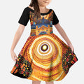 Australian Flinders Street Railway Station Kid Short Sleeve Dress Aboriginal Dot Painting