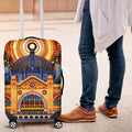Australian Flinders Street Railway Station Luggage Cover Aboriginal Dot Painting