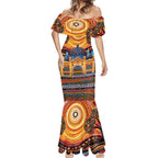 Australian Flinders Street Railway Station Mermaid Dress Aboriginal Dot Painting
