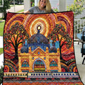 Australian Flinders Street Railway Station Quilt Aboriginal Dot Painting
