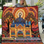 Australian Flinders Street Railway Station Quilt Aboriginal Dot Painting