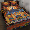 Australian Flinders Street Railway Station Quilt Bed Set Aboriginal Dot Painting