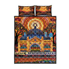 Australian Flinders Street Railway Station Quilt Bed Set Aboriginal Dot Painting