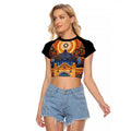Australian Flinders Street Railway Station Raglan Cropped T Shirt Aboriginal Dot Painting