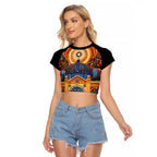 Australian Flinders Street Railway Station Raglan Cropped T Shirt Aboriginal Dot Painting