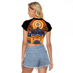 Australian Flinders Street Railway Station Raglan Cropped T Shirt Aboriginal Dot Painting