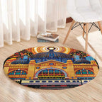 Australian Flinders Street Railway Station Round Carpet Aboriginal Dot Painting
