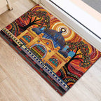 Australian Flinders Street Railway Station Rubber Doormat Aboriginal Dot Painting