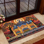 Australian Flinders Street Railway Station Rubber Doormat Aboriginal Dot Painting