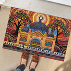 Australian Flinders Street Railway Station Rubber Doormat Aboriginal Dot Painting