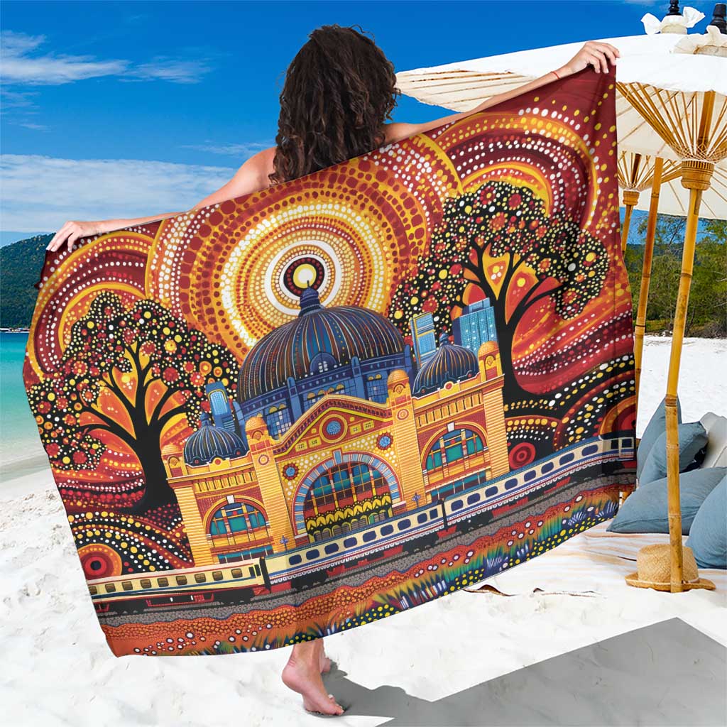 Australian Flinders Street Railway Station Sarong Aboriginal Dot Painting