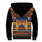 Australian Flinders Street Railway Station Sherpa Hoodie Aboriginal Dot Painting