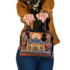 Australian Flinders Street Railway Station Shoulder Handbag Aboriginal Dot Painting