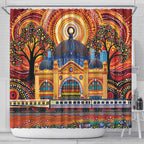 Australian Flinders Street Railway Station Shower Curtain Aboriginal Dot Painting