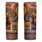 Australian Flinders Street Railway Station Skinny Tumbler Aboriginal Dot Painting