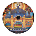 Australian Flinders Street Railway Station Spare Tire Cover Aboriginal Dot Painting