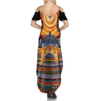 Australian Flinders Street Railway Station Summer Maxi Dress Aboriginal Dot Painting