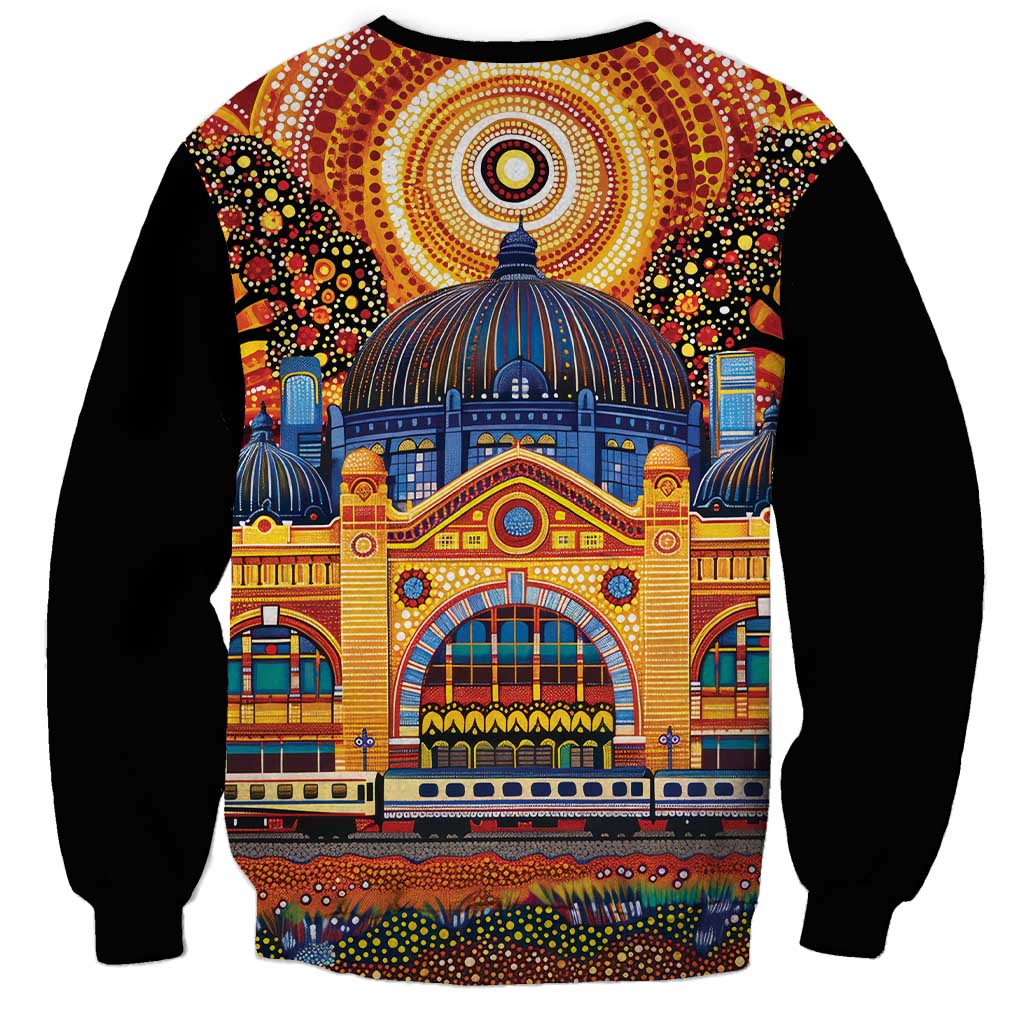 Australian Flinders Street Railway Station Sweatshirt Aboriginal Dot Painting