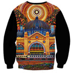 Australian Flinders Street Railway Station Sweatshirt Aboriginal Dot Painting