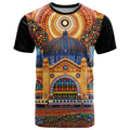 Australian Flinders Street Railway Station T Shirt Aboriginal Dot Painting