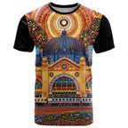 Australian Flinders Street Railway Station T Shirt Aboriginal Dot Painting