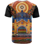 Australian Flinders Street Railway Station T Shirt Aboriginal Dot Painting