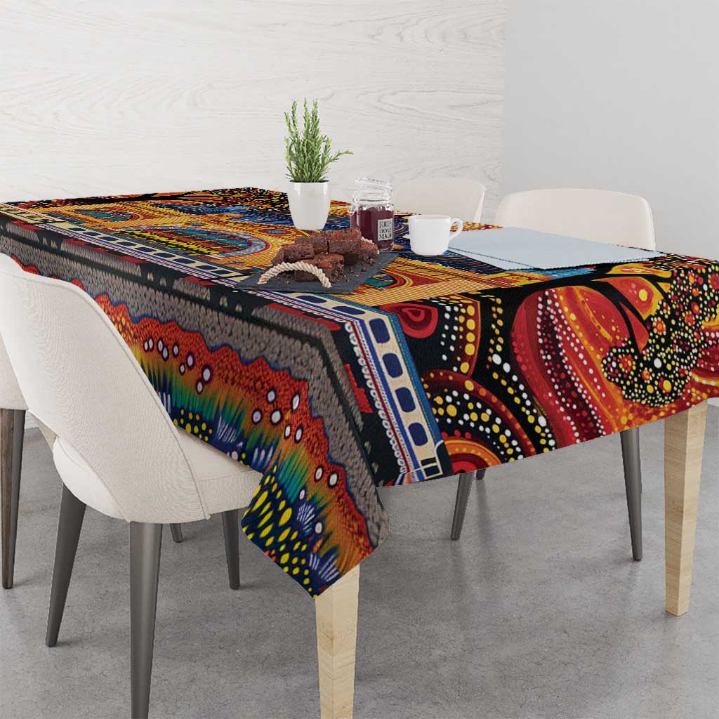 Australian Flinders Street Railway Station Tablecloth Aboriginal Dot Painting