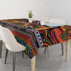 Australian Flinders Street Railway Station Tablecloth Aboriginal Dot Painting
