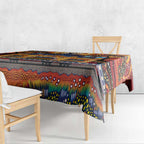 Australian Flinders Street Railway Station Tablecloth Aboriginal Dot Painting