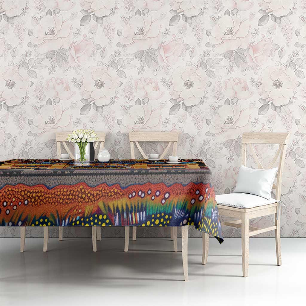 Australian Flinders Street Railway Station Tablecloth Aboriginal Dot Painting