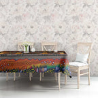 Australian Flinders Street Railway Station Tablecloth Aboriginal Dot Painting