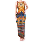 Australian Flinders Street Railway Station Tank Maxi Dress Aboriginal Dot Painting